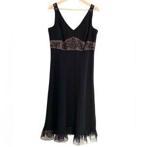 Evan Picone Babydoll Dress Black Sheer Mesh Beading Whimsygoth Y2K Dark Fairy 14